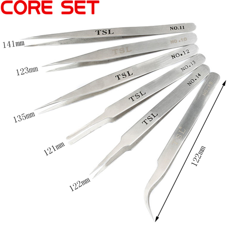 Stainless Steel Tweezer Electronics Tweezers Set Kit False Eyelash Forceps Precision Watchmaker Repair Multi Tools Hard Thick ► Photo 1/6