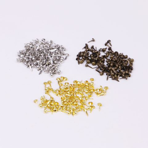 solid color metal scrapbooking brads mini size Dia5mm length 8mm golden silver bronze embellishment 200pcs/lot ► Photo 1/2