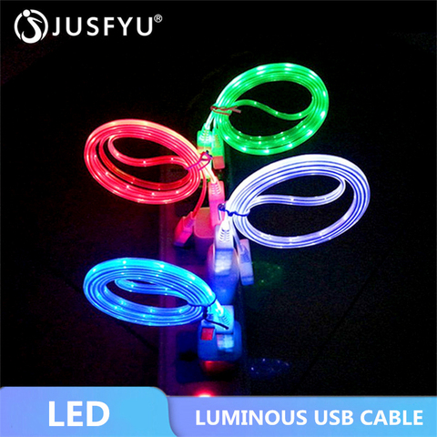 Micro USB Bright Data Line Cable Colorful emitting Charge Wire Led Luminous Tube USB Charging Cable 1M For iPhone 6S Android LED ► Photo 1/6