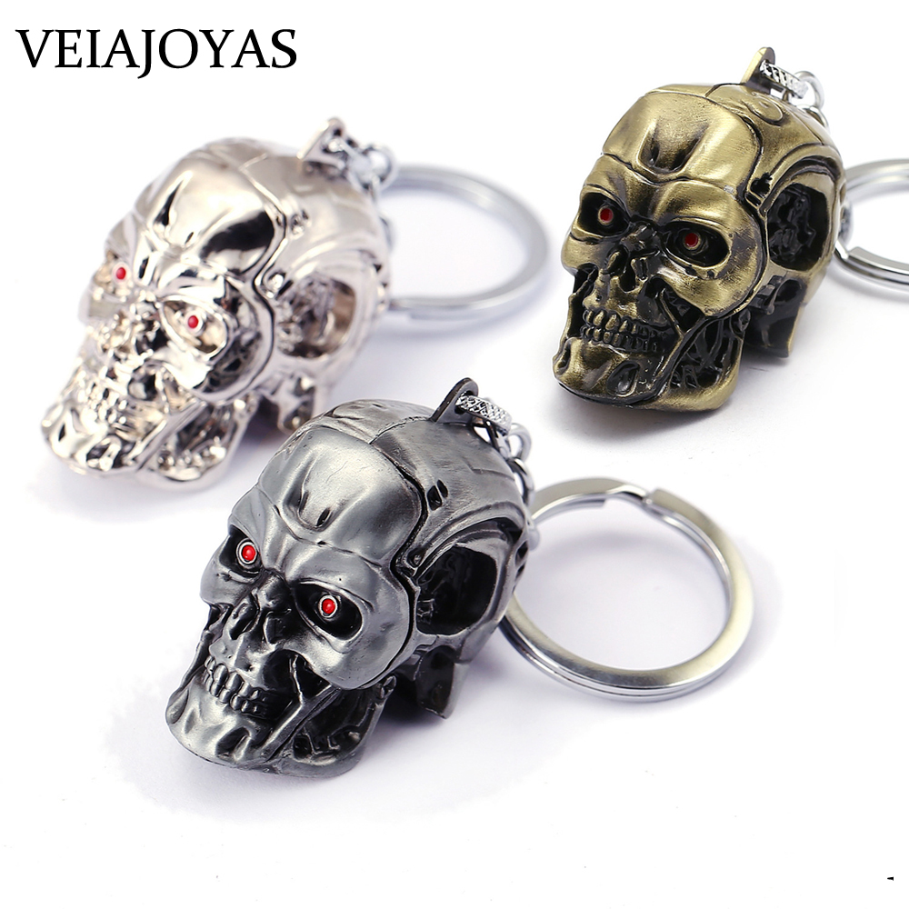 Motorcycles Keyring Movie Terminator 3D Skull Head Alloy Keychain