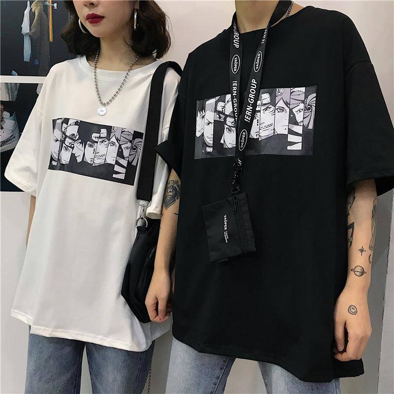 Japanese Harajuku Mens Cotton T-Shirts Loose Casual Shirts Tops Basic Tee Summer