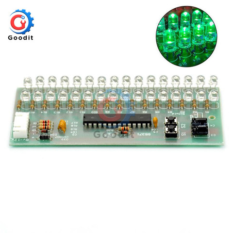 VU Meter Level Indicator Amplifier Board Dual Channel 16 LED MCU Adjustable Display Pattern LED Green Color ► Photo 1/6