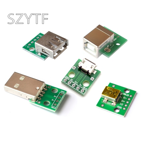 10pcs MICRO MINI5P USB to Dip Female B-type Square interface Printer Mike 5p patch to inline adapter board ► Photo 1/5