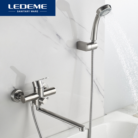 LEDEME Bath Shower Faucets Set Bathtub Faucet Water Mixer Crane Tap with Hand Shower Stainless Steel Bathroom Faucets L72203 ► Photo 1/6
