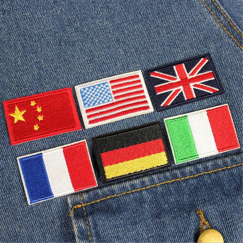 1PC United States United Kingdom Italy France Germany Flag stickers Personality Embroidery badges iron on Patch for clothes DIY ► Photo 1/6