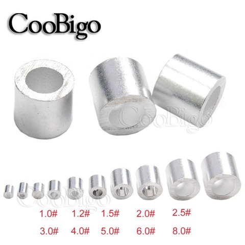 50pcs M1.0~M8.0 Aluminum Cable Crimps Sleeves Cable Ferrule Stops for Snare Wire Rope Clip Fittings Hardware 10 Size for Pick ► Photo 1/6