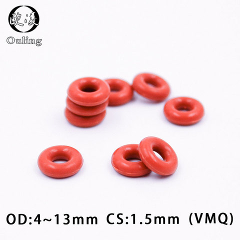 10PCS/lot Red Silicon Ring Silicone O ring 1.5mm Thickness OD4/5/6/7/8/9/10/11/12/13mm Rubber O-Ring Seal Gasket Oring Washer ► Photo 1/6