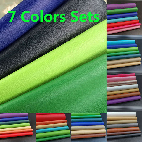 7PCS Rainbow Litchi Pattern PU Leatherette Fabric Faux Leather For Sewing Bag Clothing Sofa Car DIY Material 20X30CM Sheets ► Photo 1/5