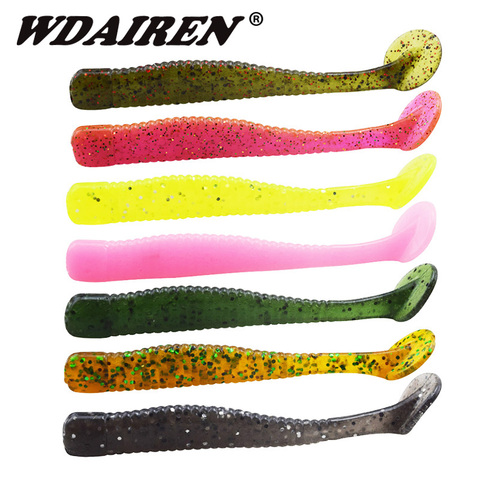 10pcs/lot Jig Head Soft Lures 8cm 3g handmade T Tail Salt smell Silicone bait Fly carp Bass Wobbers Lure Fishing tackle WD-402 ► Photo 1/6