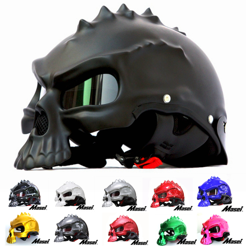 Masei 15 color 489 Dual Use Skull Motorcycle Helmet Capacete Casco Novelty Retro Casque Motorbike Half Face Helmet free shipping ► Photo 1/6