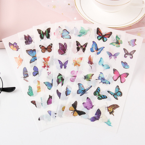 6 sheets/Pack Kawaii Flying Butterflies Washi Sticker Computer Decor School Student Stationery ► Photo 1/5