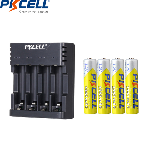 PKCELL AAA 1000mah 1.2v 3A nimh rechargeable battery packed with AA AAA battery charger for ni-mh nicd batteries USB 4/8/12PCS ► Photo 1/6