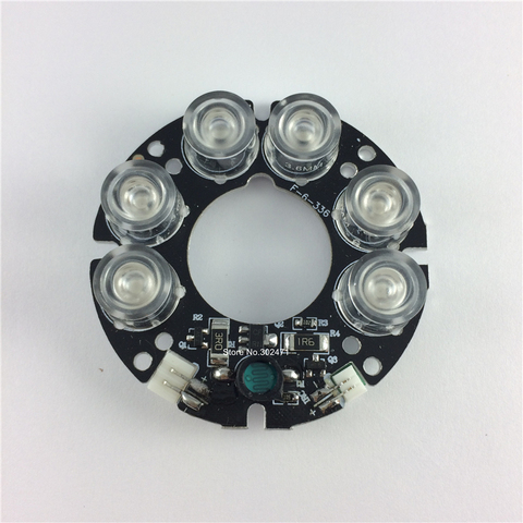 90 Degree Dia.22-Dia.52mm Infrared 6 IR LED board for CCTV cameras night vision  DC12V power supply for 60size housing. ► Photo 1/3