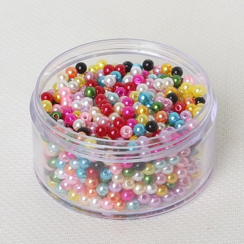 Hot Selling 1000 Pcs Assorted Color Acrylic Beads Imitation Pearl Round Beads Dia 4mm 15 Color to Selection For Jewelry Making ► Photo 1/6