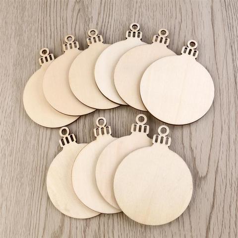 10pcs Round Shape Natural Wooden Ornament Hanging Christmas Tree DIY Wood Crafts With Hole Home Decorations Gift Tag A3 ► Photo 1/6