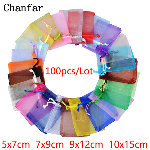 100pcs 24 Colors Jewelry Bag 5*7 7*9  9*12  10*15cm Wedding Gift Organza bag Jewelry Packaging Display & Jewelry Pouches ► Photo 1/6