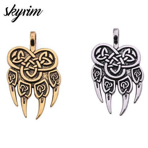 Skyrim Slavic Veles God Symbol Warding Bear Paw Charms Pendants Talisman Amulet Viking Jewelry For DIY Bracelet&Necklaces 5Pcs ► Photo 1/1