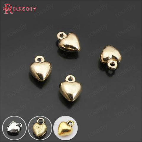 (26804)50PCS 10x7MM Champagne Gold Color Zinc Alloy Heart Charms Pendants Diy Jewelry Findings Accessories Wholesale ► Photo 1/6