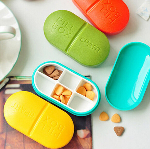 1pc Cute Mini 6 lots Portable Caixa Organizadora Medical Pill Box Drug Medicine Case Organizer plastic case ► Photo 1/1