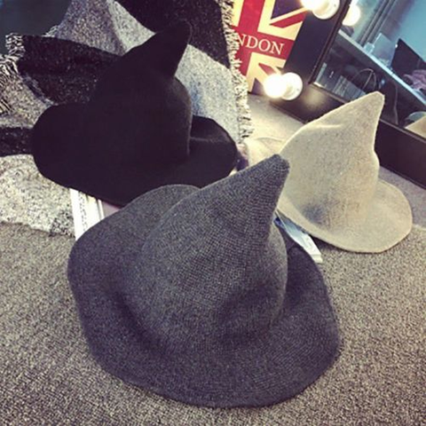 1 Piece Modern Halloween Witch Hat Woolen Women Lady Made From Fashionable Sheep Wool Halloween Party Hat ► Photo 1/6
