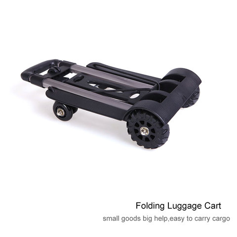 Aluminum Alloy Car Folding Luggage Cart Portable Travel Trailer Household Luggage Cart Shopping Trolley ► Photo 1/6