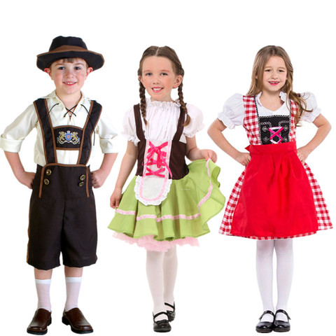 S-XL Child Germany Beer Festival Waiter Cosplay Costumes Boys And Girls Oktoberfest Costumes Kids Role Play Uniform ► Photo 1/1