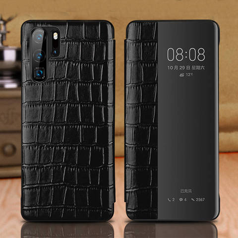 Genuine Leather Case For Huawei P30 Pro Case Wakeup Cover Window View Intelligent Etui Coque For Huawei P30 P30Pro Case Capa ► Photo 1/6