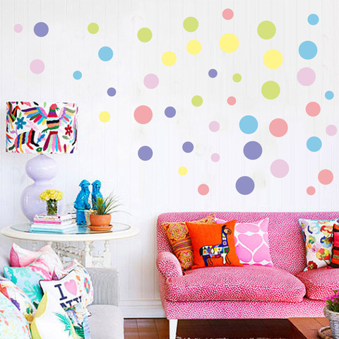 Creative Diy colored dots Wall Sticker For Kids Children rooms bedroom home decoration Mural Art Decals PVC stickers wallpaper ► Photo 1/6