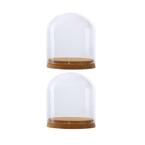 2Pcs 12x12cm Glass Dome Cover Cloche Bell Jar Succulents Terrariums with Wood Cork Wedding Parties Decorations Miniatures Craft ► Photo 1/6