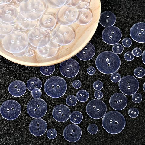 30/50/100Pcs 9-25 mm Plastic Resin Transparent Sewing Buttons Scrapbooking Round Two Holes Button Clothing Crafts Accessories ► Photo 1/6