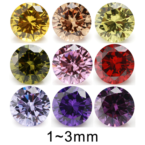 500pcs 1mm 1.5mm 2mm (1~3mm) AAAAA Round  Golden Yellow , Voilet,Olive , Purple, Black, Pink Cubic Zirconia Stone Loose ► Photo 1/6