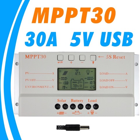 MPPT 30A Solar Charge Controller 5V USB Charger 12V 24V Auto Solar Panel Battery LCD Charger Regulator MPPT M30 30Amps PV System ► Photo 1/6