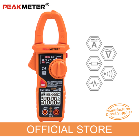 NEW PEAKMETER Portable Smart AC/DC Clamp Meter Multimeter AC Current Voltage Resistance Continuity Measurement Tester with NCV ► Photo 1/6