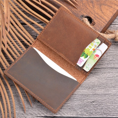 SIKU leather men's wallet case  handmade crazy horse id card holder distress card holder ► Photo 1/5