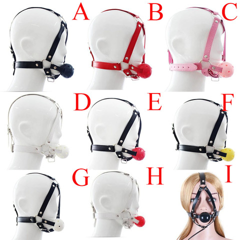 Leather Open Mouth Gag Ball ,Full Head Mask Harness,Roleplay Face Muzzle Gags,Adult Sex Toys For Couple ► Photo 1/6