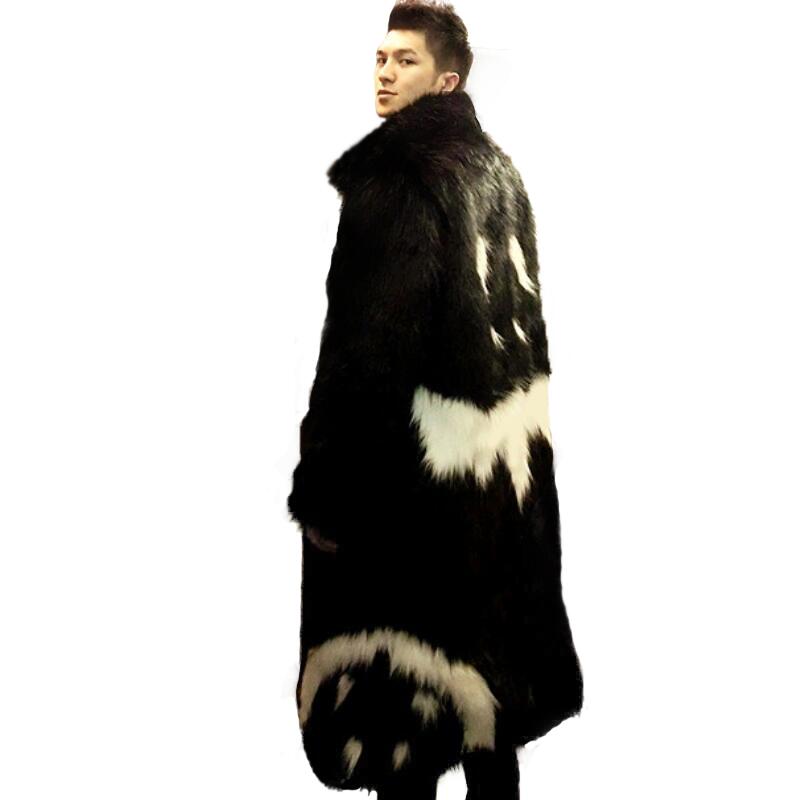 Warm Fashion Man Leather Fur Coat, Mens Faux Fur Coats Black