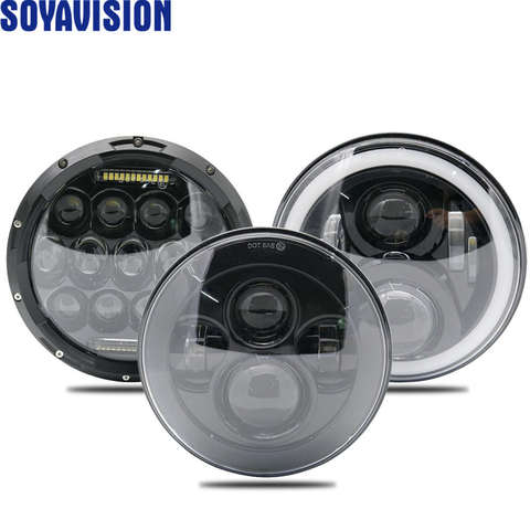 7inch Round Led Headlight High Low Beam Light Halo Angle Eyes DRL Headlamp For Jeep Wrangler Lada niva Off Road 4x4 Motorcycle ► Photo 1/6