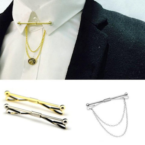 GUSLESON 2017 New Collar Pin Tie Clips Men Metal Silver Tone Simple Necktie Tie Bar Clasp Clip ► Photo 1/6