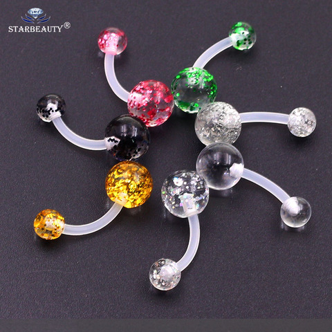 Starbeauty 1Pc Mix Color New Arrival Silicone Belly Piercing Navel flexible Bar Clear Small piercing nombril  Stud Earring ► Photo 1/6