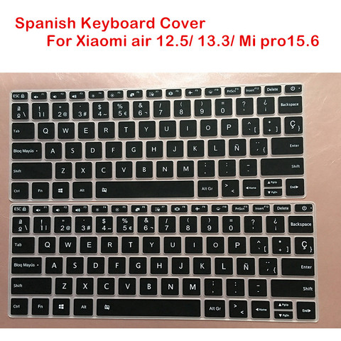 Spanish Silicone Keyboard Cover For Xiaomi Mi Air 12.5 13.3 Inch Mibook Pro 15.6 Laptop Notebook Skin Protector film 13 15 ► Photo 1/5