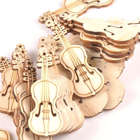 15Pcs 55x20mm Natrual Violin Wood Slices For Home Decor DIY Crafts Scrapbook Accessories Handmade Wooden Ornaments m1754 ► Photo 1/4