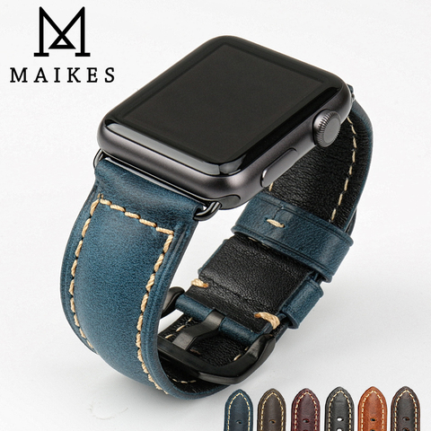 MAIKES Vintage Leather Strap For Apple Watch Band 44mm 40mm Series 4 3 2 1 Watchband iWatch Apple Watch Strap 42mm 38mm ► Photo 1/6