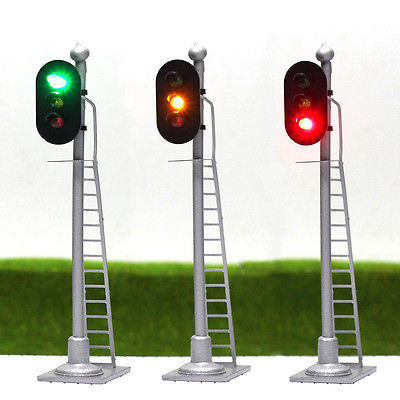 JTD873GYR 3pcs Model Railroad Train Signals 3-Lights Block Signal  Model traffic light 1:87 HO Scale 12V ► Photo 1/5