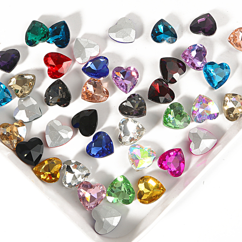20 Colors 6 Sizes Option Glass Crystal Peach Heart Design Glue on Rhinestone Beads Phone Cover Wedding Dress Accessories Trim ► Photo 1/6