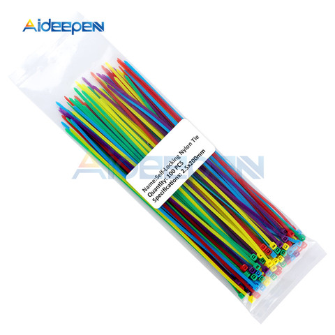 100Pcs 100mm 150mm 200mm Self-locking Nylon Cable Ties Plastic Wire Zip Binding Wrap Straps 2.5*200 2.5*150 2.5*100 Mix 10 Color ► Photo 1/6