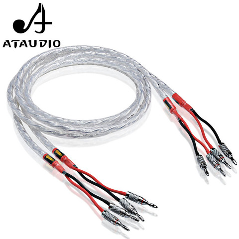 One Pair ATAUDIO HIFI Silver-plated Speaker Cable Hi-end 6N OCC Speaker Wire For  Hi-fi Systems ► Photo 1/6