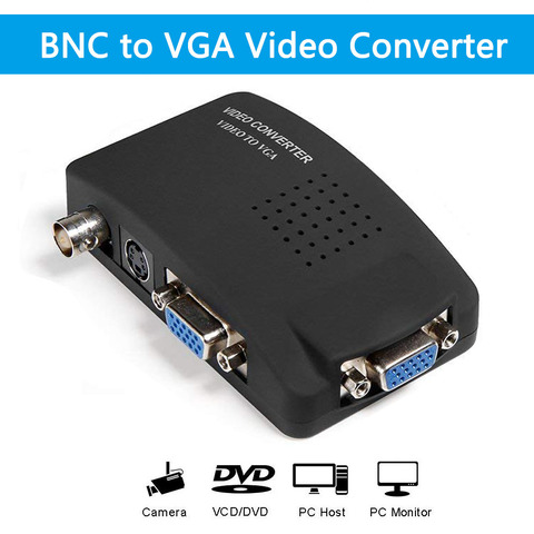 BNC to VGA Video Converter AV to VGA CVBS S video Input to PC VGA Out Adapter Converter Switch Box for PC MACTV Camera DVD DVR ► Photo 1/6