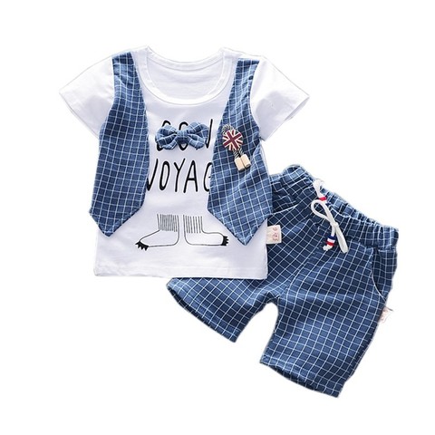 New Summer Children Boys Girl Cotton Clothes Kids Bowknot T-Shirt Shorts 2pcs/Sets Toddler Fashion Clothing Sets Baby Tracksuits ► Photo 1/6