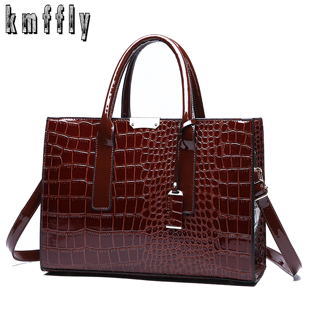 Women Handbag Crocodile Pattern Shoulder Bag Large Tote Ladies Purse