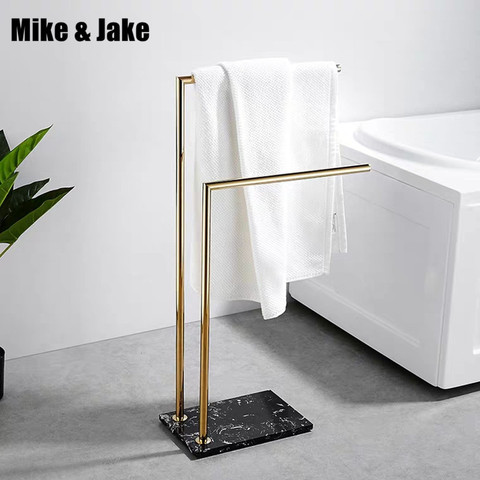 Bathroom floor stand towel shelf holder luxurry hotel stand stone towel holder floor bathtub Brass towel rack ► Photo 1/5